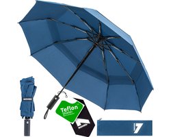 Nohrd Stormparaplu - Blauw - Paraplu Opvouwbaar - Wind Doorlaatbaar - 140 km/h - Stormparaplu's - Automatisch In- en Uitklapbaar - Paraplu's - Incl. Beschermhoes