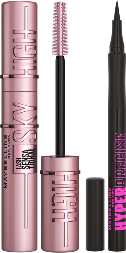 Maybelline New York - Duo - Sky High Mascara - Very Black Lengte Mascara + Hyper Precise All Day Eyeliner Black