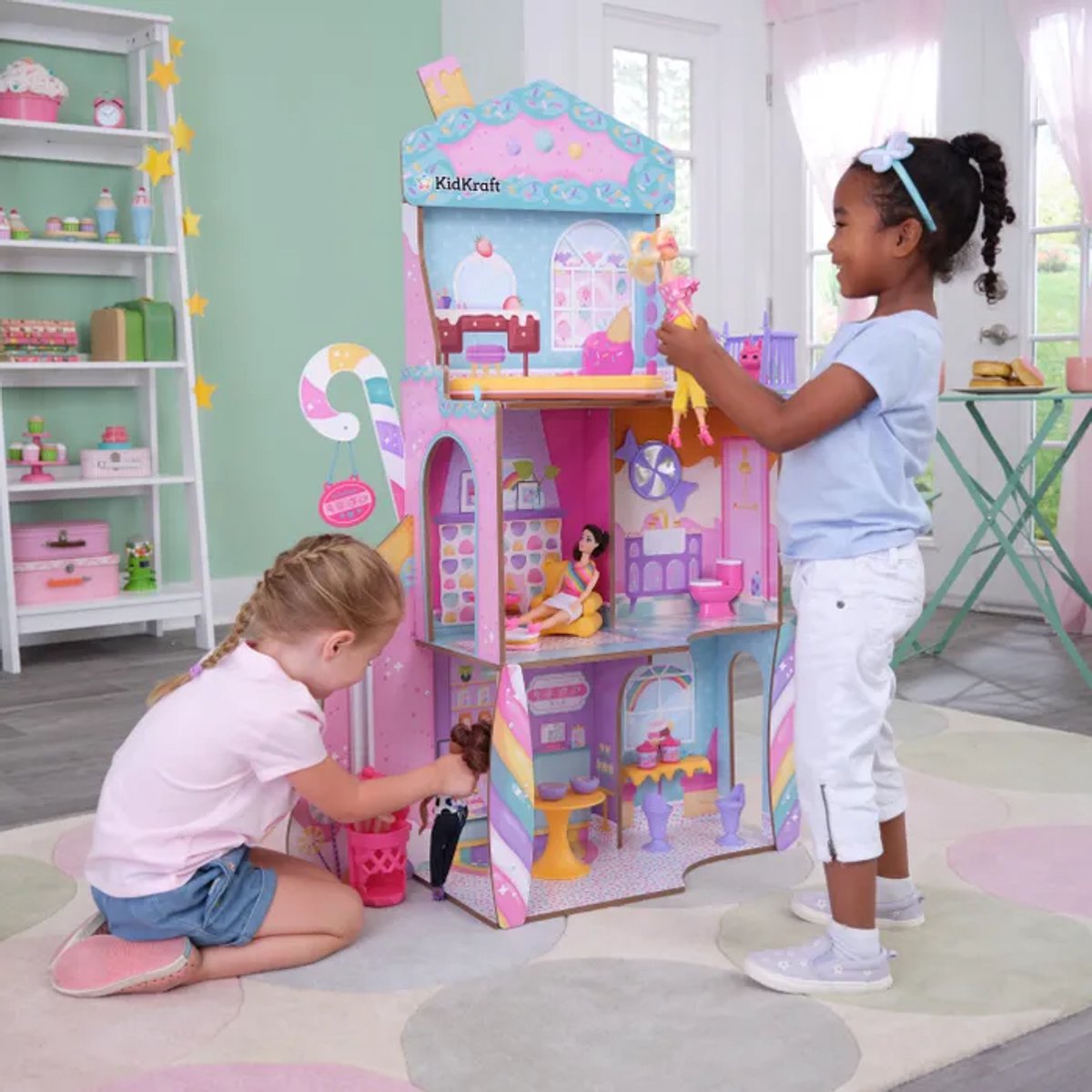 KidKraft Candy Castle 20242 Poppenhuis van hout met meubels en accessoires - Speelhuis - Speelkasteel voor Kinderen - Speelgoed - Poppen Speelgoed - Speelset - Snoephuis — afbeelding 12