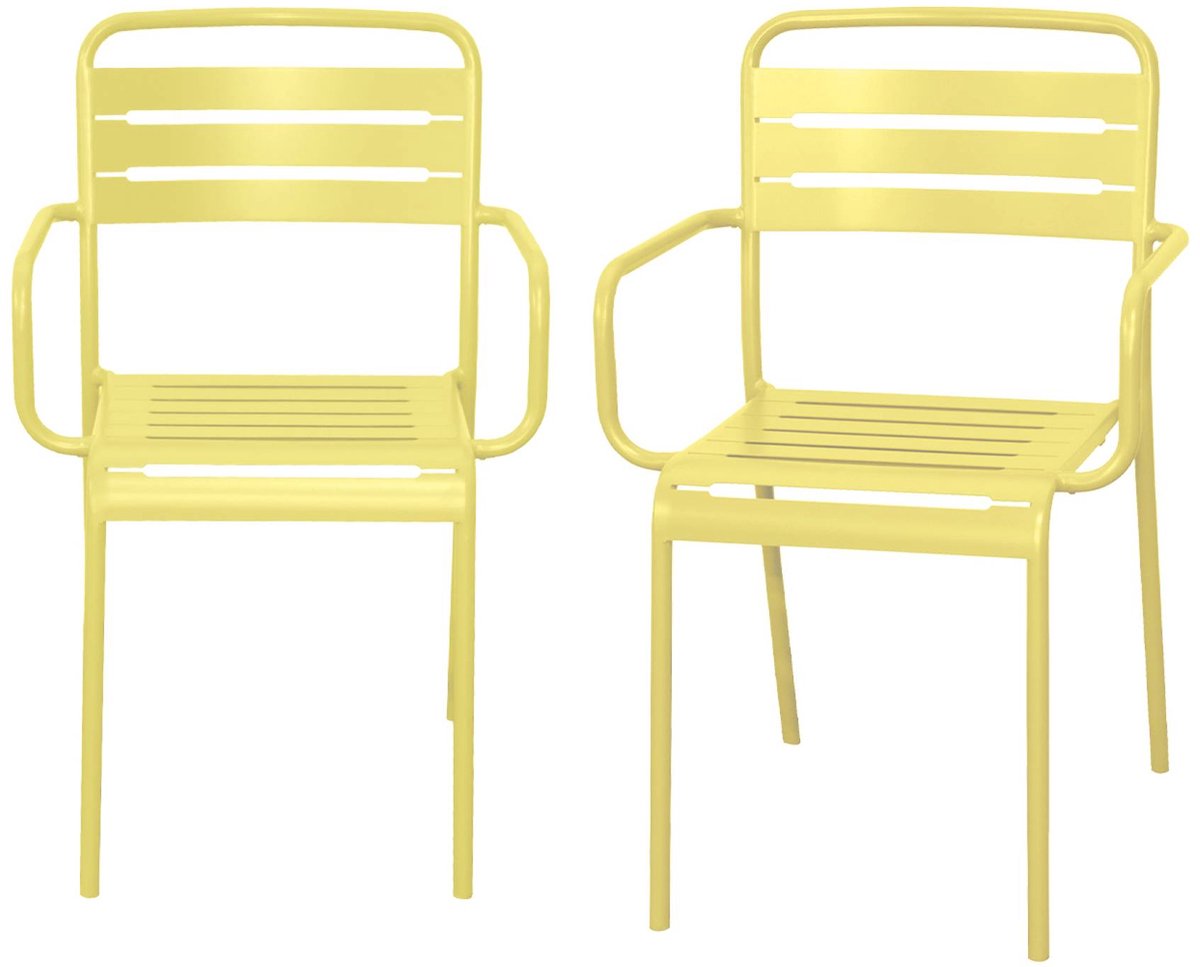 sweeek - Set van 2 tuinstoelen met armleuningen metaal - amélia