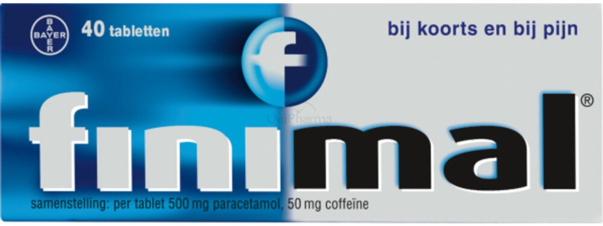 Goedkoopste Finimal Tabletten | 40 stuks | Pijnstiller en Koortsverlager met Paracetamol en Cafeïne | Verlicht Hoofdpijn, Griep, Verkoudheid, Kiespijn, Spierpijn en Menstruatiepijn
