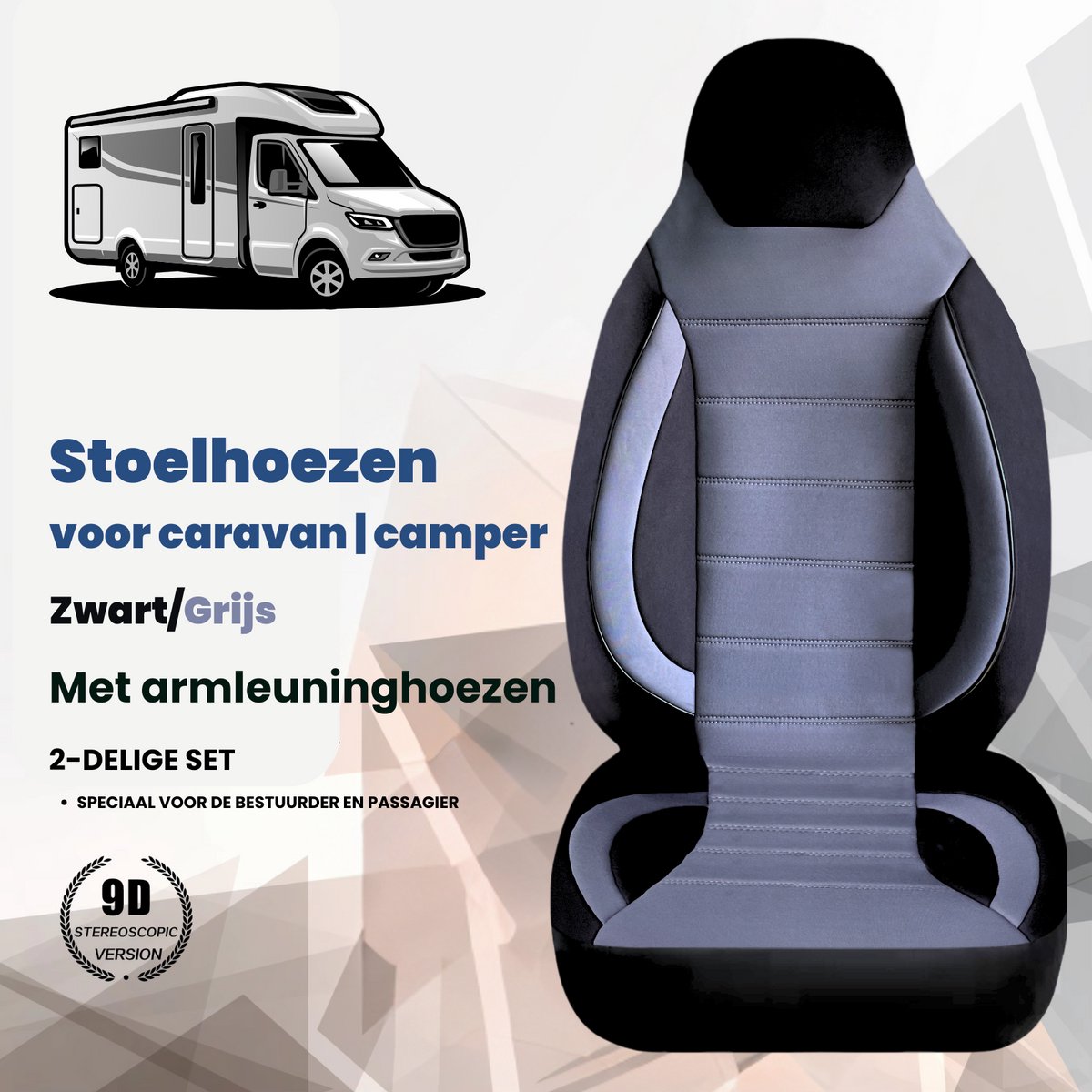 BREMER SITZBEZÜGE Afmeting pilotenhoezen stoelovertrekken compatibel met camper Hymer Ducato camper accessoires | set van 2 stoelhoezen incl. armleuningen in beige | WPL405