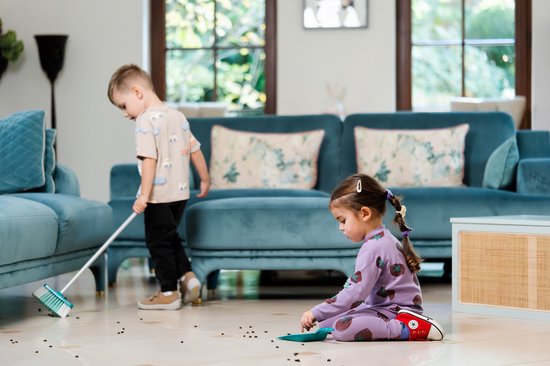 Klein Toys Leifheit 3-delige veegset - bezem, veger en blik - 55,5 cm lange steel