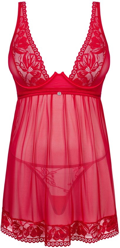 Babydoll Sexy et String - Rouge