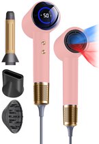 Bol.com BlowSense® AirGlide - LED Scherm - Föhn met diffuser - Haardroger - 3 Opzetstukken - Luxe Cadeauverpakking - Licht Roze ... aanbieding