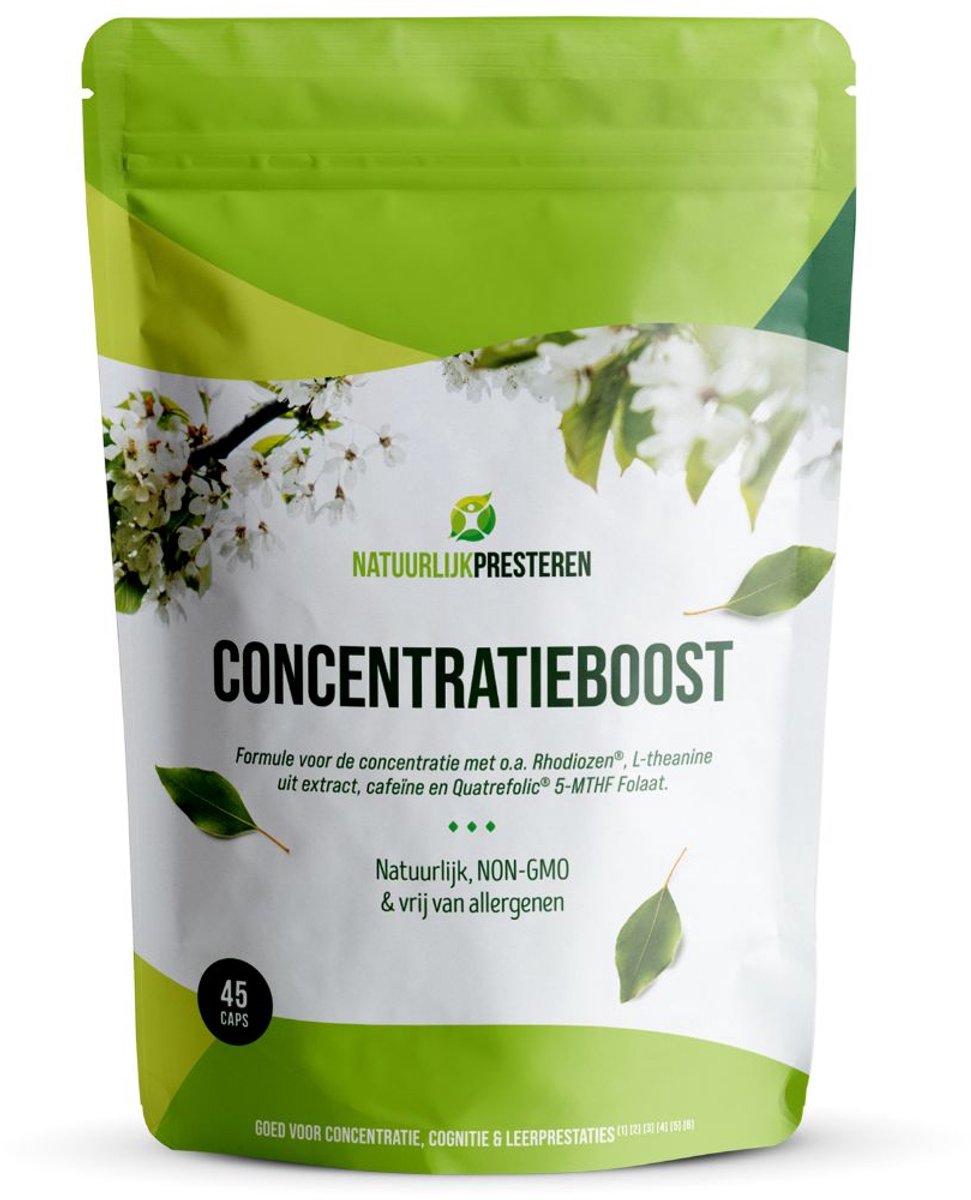 Goedkoopste Concentratieboost - Natuurlijke studeerpil - Rhodiozen® Rhodiola, L-theanine uit groene thee, B6 & B12, Cafeïne - Nootropics - concentratie pillen - 45 caps