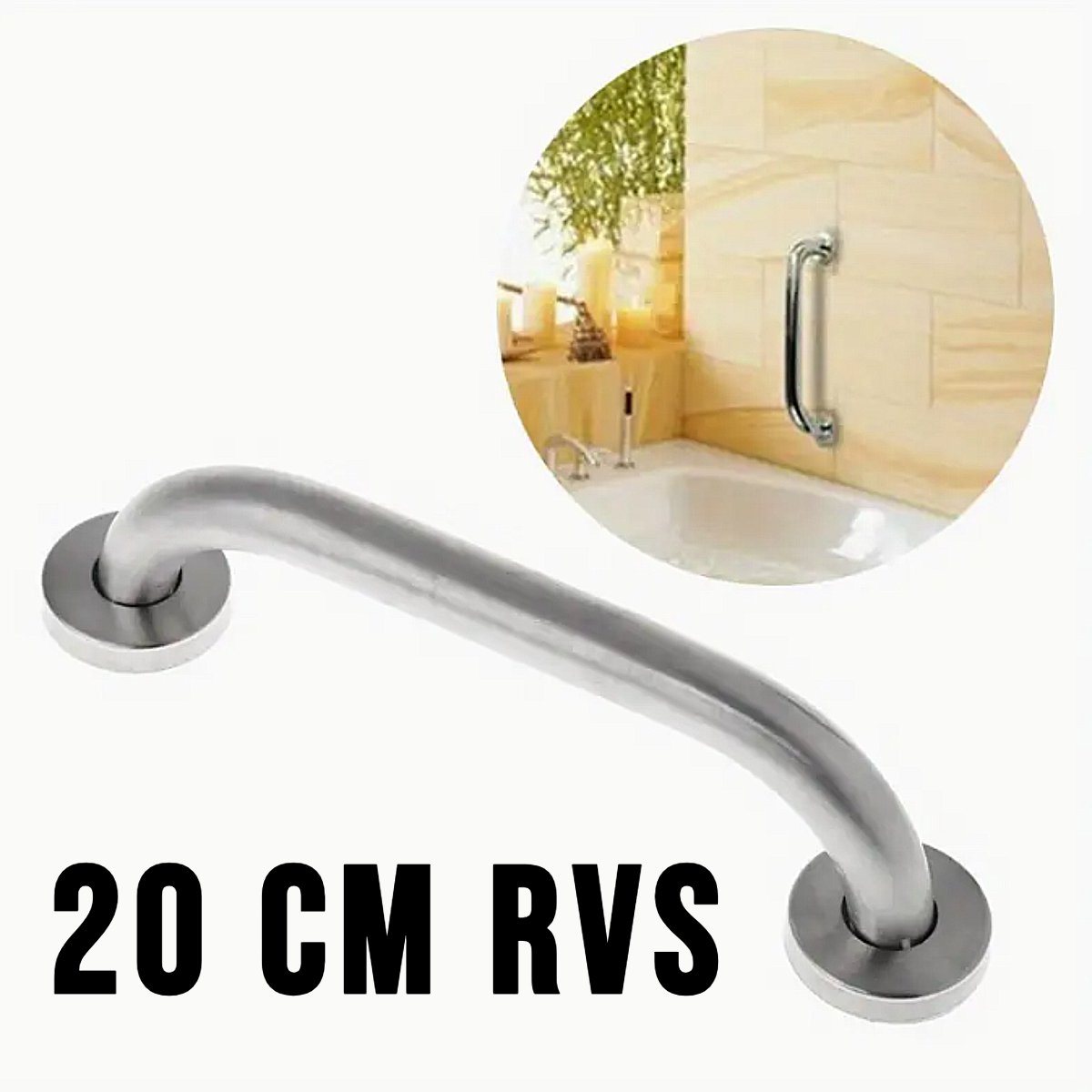 Allernieuwste.nl® 20 cm Handgreep Wandbeugel Voor Senioren Ouderen 20 cm - Metaal Roestvrij Staal Douche Badkuip Greep - Badkuip Handvat