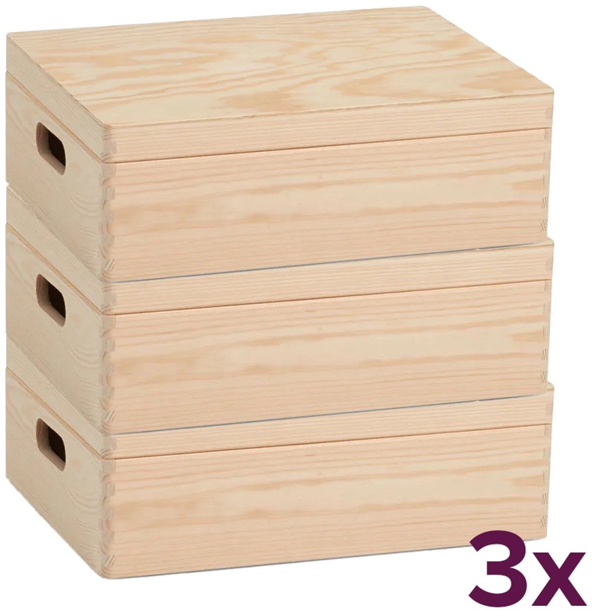 Zeller en kist met deksel medium laag (voordeelbundel) present - Hout - Met deksel | Duurzaam