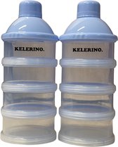 Tour de stockage de Lait en poudre - lot de 2 - Sans BPA - Blauw - 4 couches - Boîtes de dosage de Lait en poudre - Conteneurs de stockage de poudre pour bébé - Boîte de voyage - Distributeur - KELERINO.
