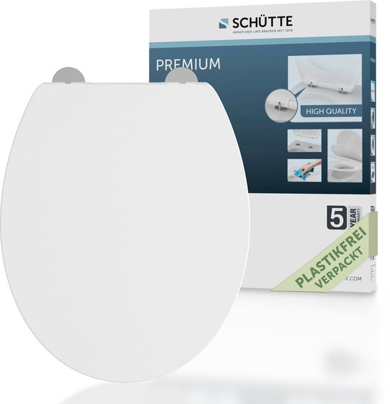 Abattant WC SCHÜTTE 82630 SLIM BLANC Duroplast - Avec frein de sécurité - Amovible - Charge maximale : 250 kg