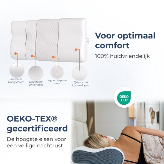 Best Life Oreiller pour les douleurs cervicales - Oreiller ergonomique - Oreiller en mousse à mémoire de forme - Guna Medium pour dormeurs sur le côté - Oreiller de sommeil