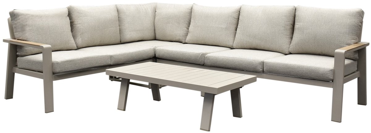 Lola hoek loungeset 5-delig aluminium latte zand