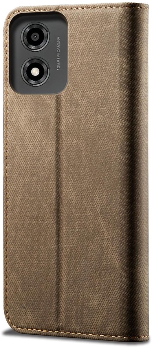 Mobigear Telefoonhoesje geschikt voor Motorola Moto E14 Hoesje | Mobigear Ranch Bookcase Portemonnee | Pasjeshouder voor 3 Pasjes | Telefoonhoesje voor Pinpas / OV Kaart / Rijbewijs - Bruin