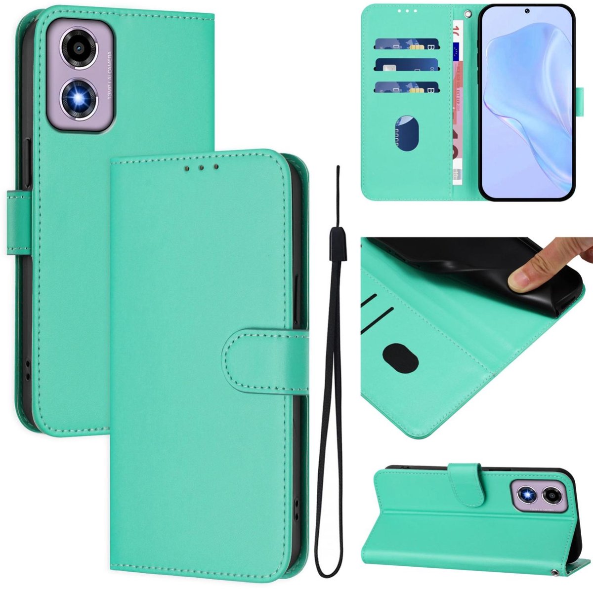 Mobigear Telefoonhoesje geschikt voor Motorola Moto E14 Hoesje | Mobigear Urban Wallet Bookcase Portemonnee | Pasjeshouder voor 3 Pasjes | Telefoonhoesje voor Pinpas / OV Kaart / Rijbewijs - Groen