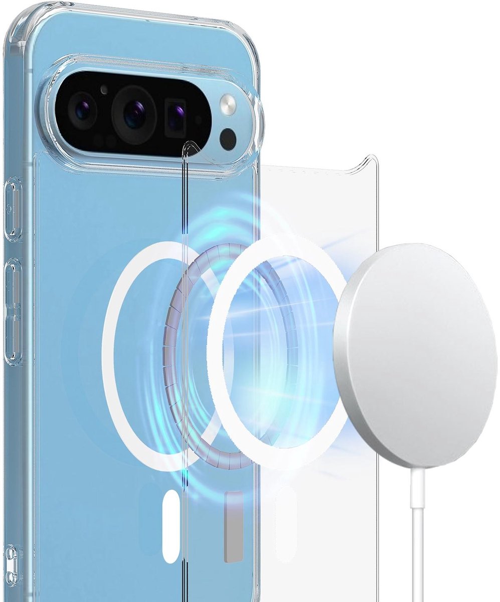 Mobigear Doorzichtig Hoesje geschikt voor Google Pixel 9 Pro MagSafe Telefoonhoesje Hardcase | Mobigear Crystal Backcover | Geschikt voor MagSafe | Geschikt voor Draadloos Opladen met Magnetische Ring | Geschikt voor MagSafe Case - Transparant