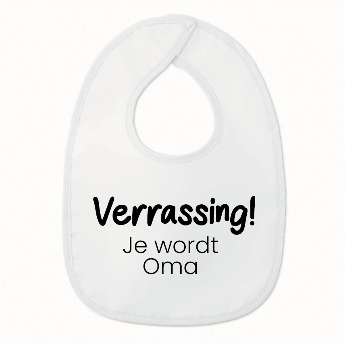 Goedkoopste Slabbetje met tekst - Verrassing, je wordt oma - Zwangerschaps aankondiging - Wit/zwart | 100 katoen - Incl. hoogwaardige Klittenband sluiting - Kraamcadeau - Babyshower - Slabber | Incl. 2 jaar garantie