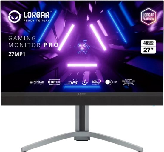 Lorgar 27MP1 Pro Gaming Monitor 27 Inch UHD MiniLED - 160Hz – HDR1000 – 1ms – FreeSync – 2.1 Audio - RGB - 1000 Nits - USB-C 90W