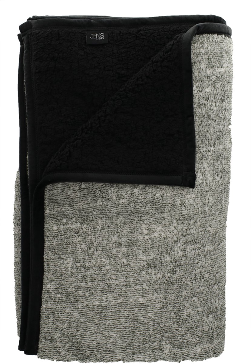 JENS Living Sherpa Plaid - Dekens - Zwart