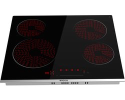 Wiggo WH-E674GC(B) - Table de cuisson vitrocéramique 4 feux - 60cm - Zwart