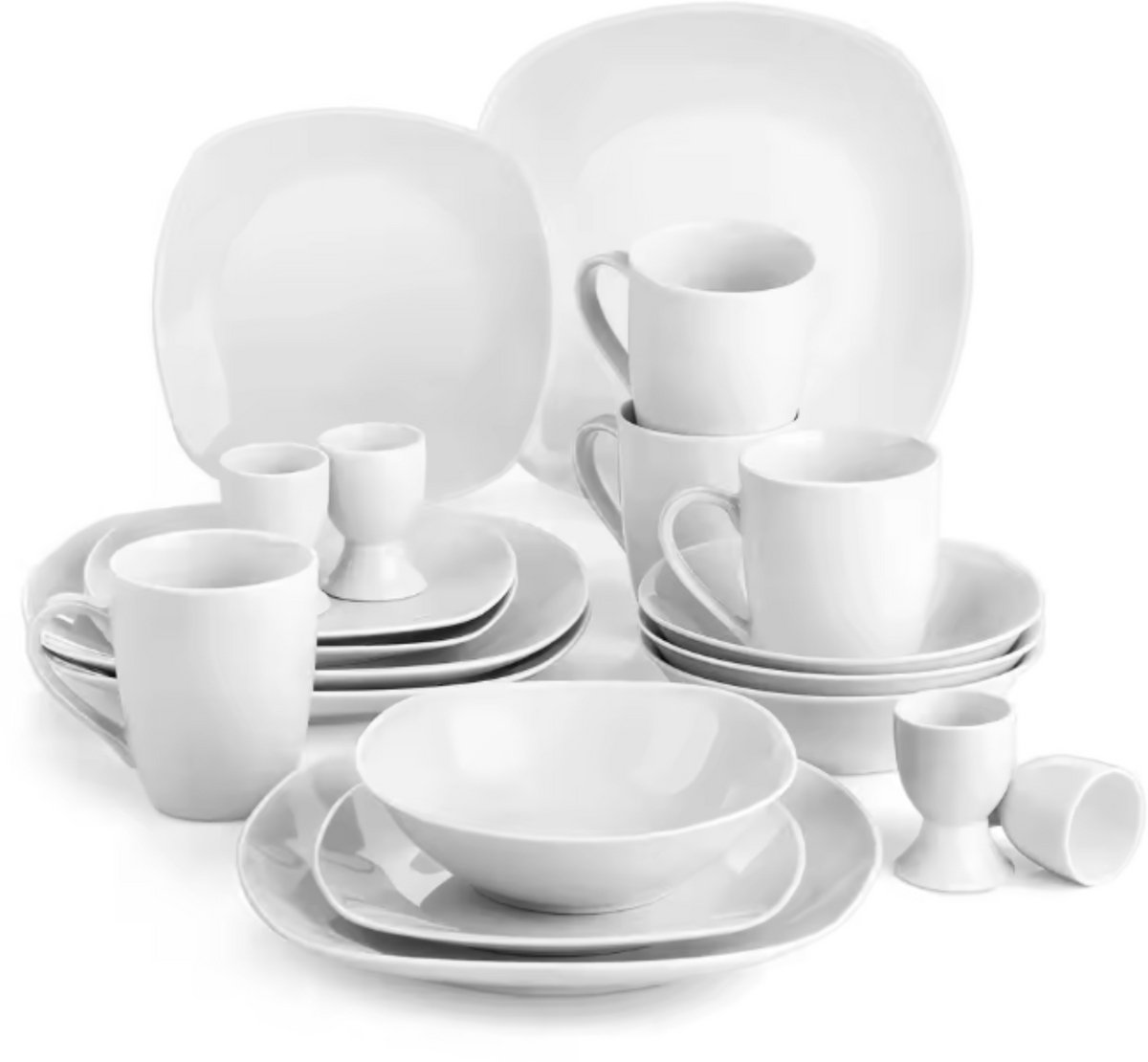 Refined Dinerborden – 20 delig- 4 persoons – Wit Keramisch – Dinerborden – Breakfast Plates