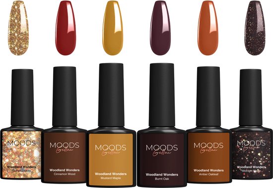 Moods Gellac 6-delige Set - Gellak Starterspakket - Gel Nagellak - 8ML - Woodland Wonders - Gellac - Nagels - Chique Kleuren - HEMA- & TPO-vrij