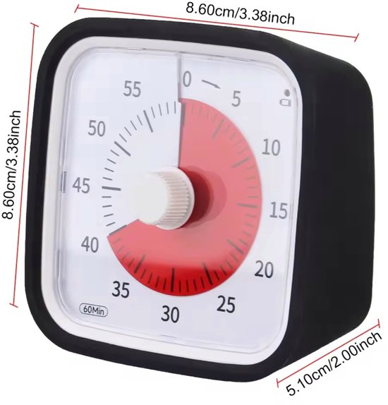 Time Timer | 1 Uur Peutertimer - Stille Klok Zelfdiscipline