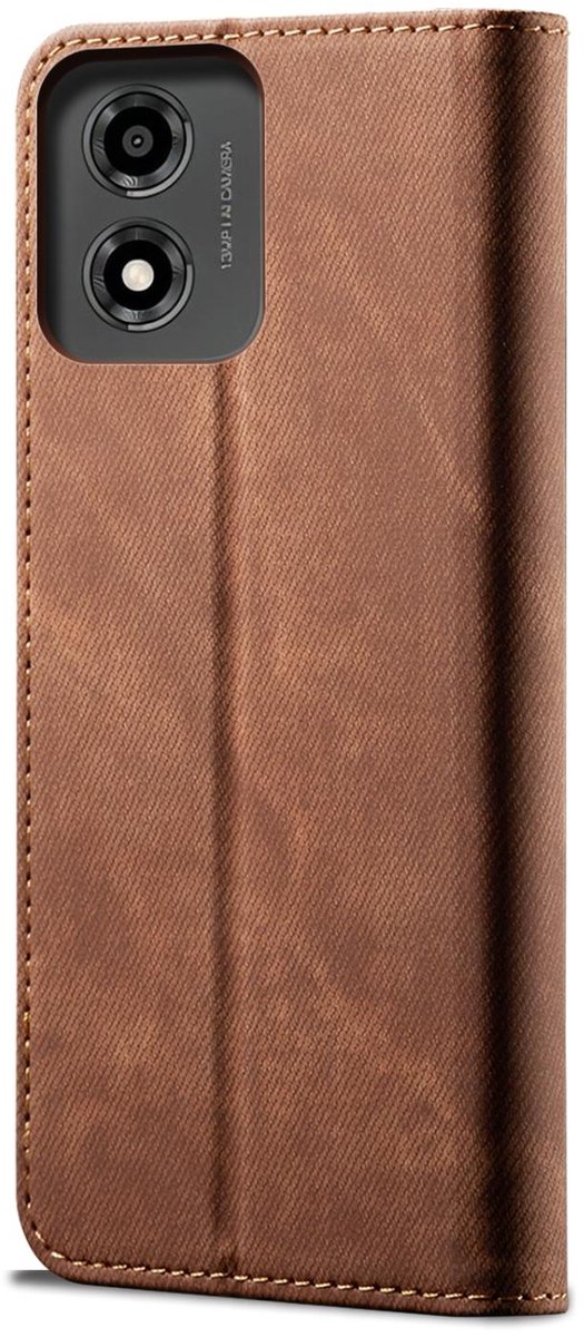 Mobigear Telefoonhoesje geschikt voor Motorola Moto E14 Hoesje | Mobigear Ranch Bookcase Portemonnee | Pasjeshouder voor 3 Pasjes | Telefoonhoesje voor Pinpas / OV Kaart / Rijbewijs - Bruin