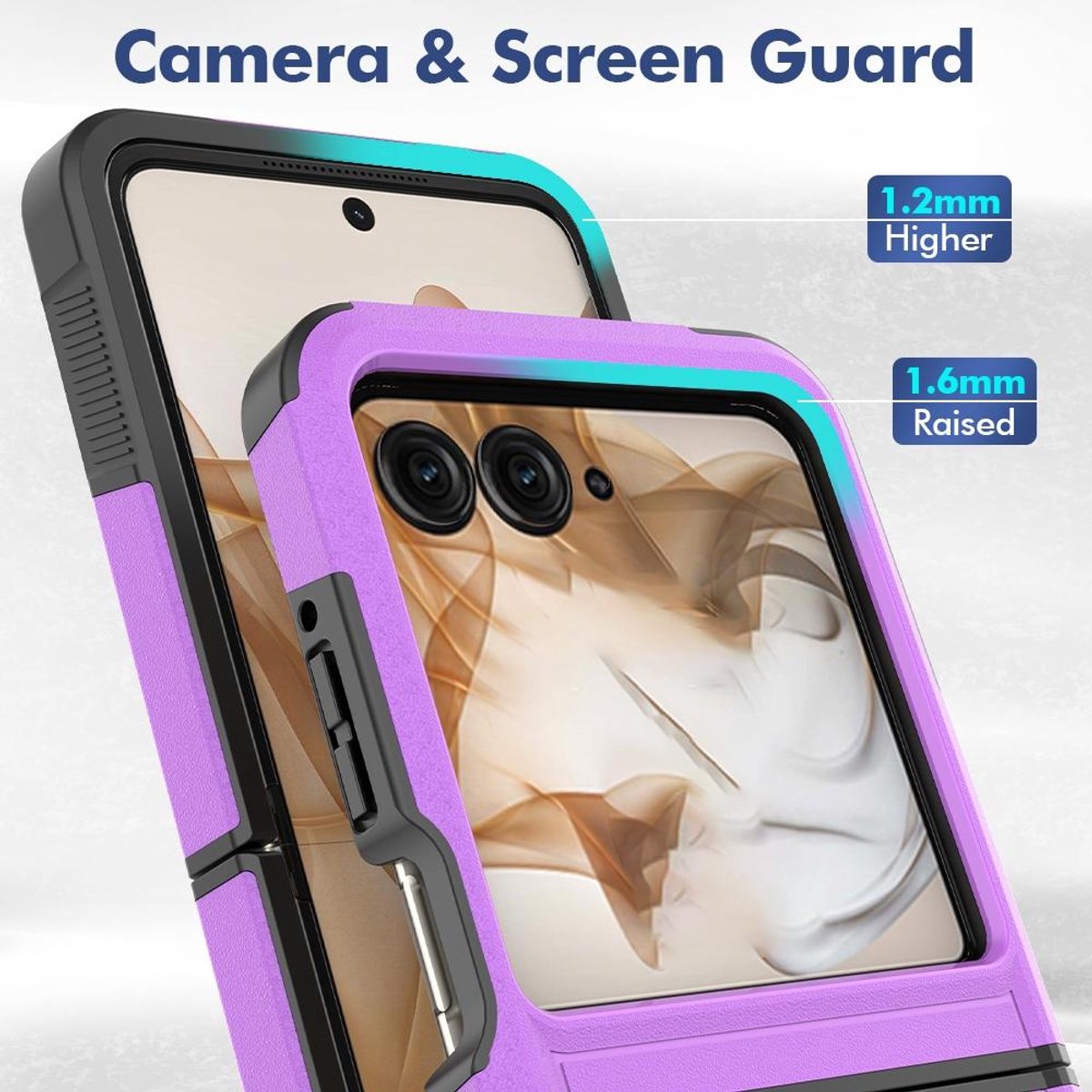 Mobigear Hoesje geschikt voor Motorola Razr 50 Telefoonhoesje Hardcase | Mobigear Heavy Armor Backcover Shockproof | Schokbestendig Razr 50 Telefoonhoesje | Anti Shock Proof - Paars