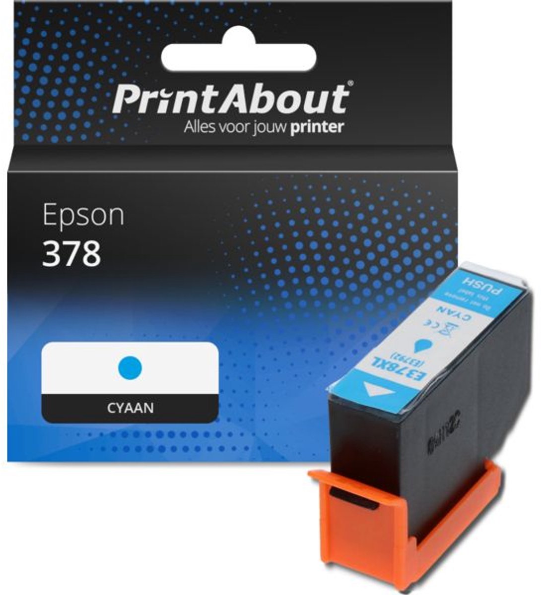 PrintAbout Huismerk Epson 378 (C13T37824010) Inktcartridge Cyaan