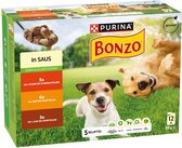 Purina Bonzo (Friskies) met rund, kip, lam in saus maaltijdzakjes natvoer hond 12x 85g
