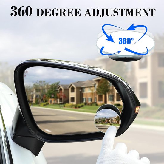 2 Stuks Zelfklevend Blind Spot Mirror - Ronde HD Glazen Frameloze Convexe Achteruitkijkspiegels - 360 Graden Verstelbaar - voor Auto SUV en Vrachtwagens — afbeelding 3