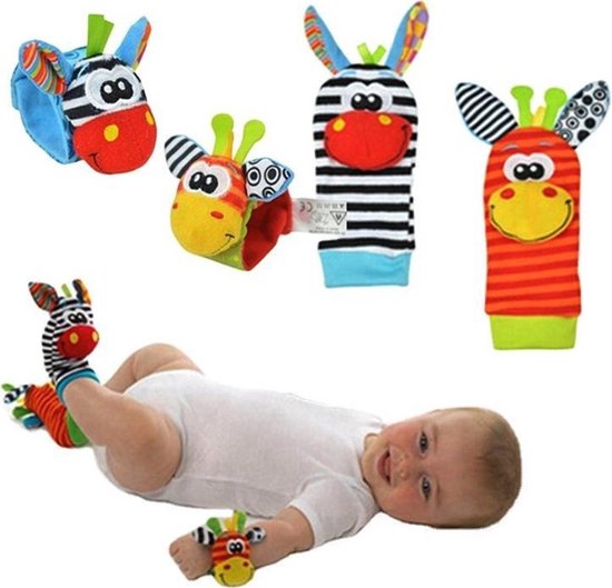 Baby rammelaar - Baby rammelaar sokjes en rammelaar armbanden - 4-delig rammelaar set