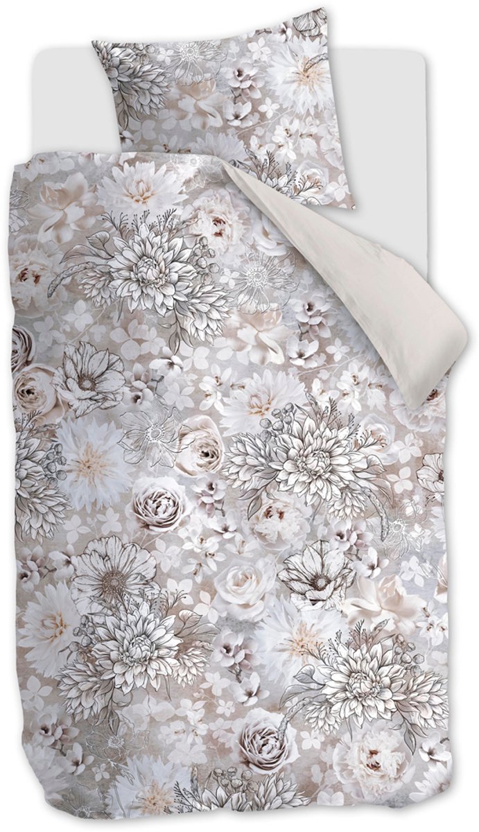 Rivièra Maison - Flourish dekbedovertrek - Eenpersoons - 140x200/220 cm - Zand