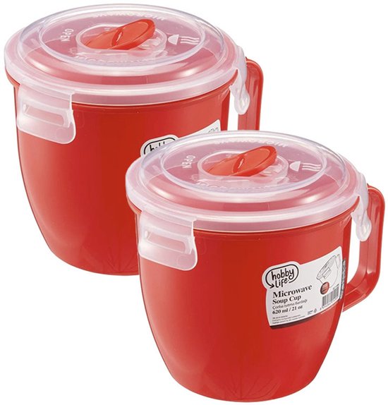 Tasse pour micro-ondes Hobby Life - 2x - 620 ml - réchauffer les aliments - 8,5 x 11 cm
