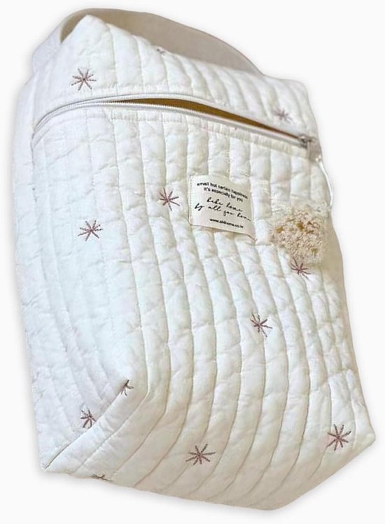 Norhogo Geborduurde luiertas, universele draagbare luiertas voor pasgeborenen, elegante luiertas met schouderriem, beige