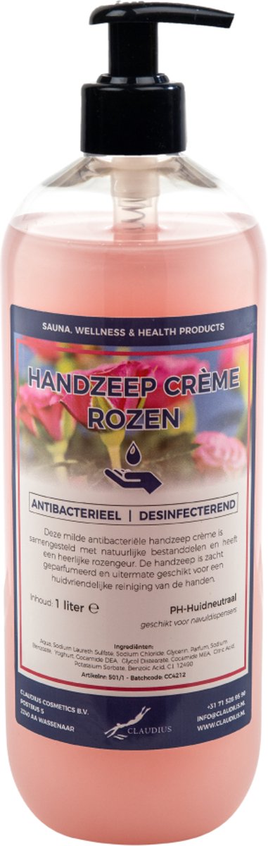 Goedkoopste Handzeep Crème Rozen 1 liter - met gratis pomp