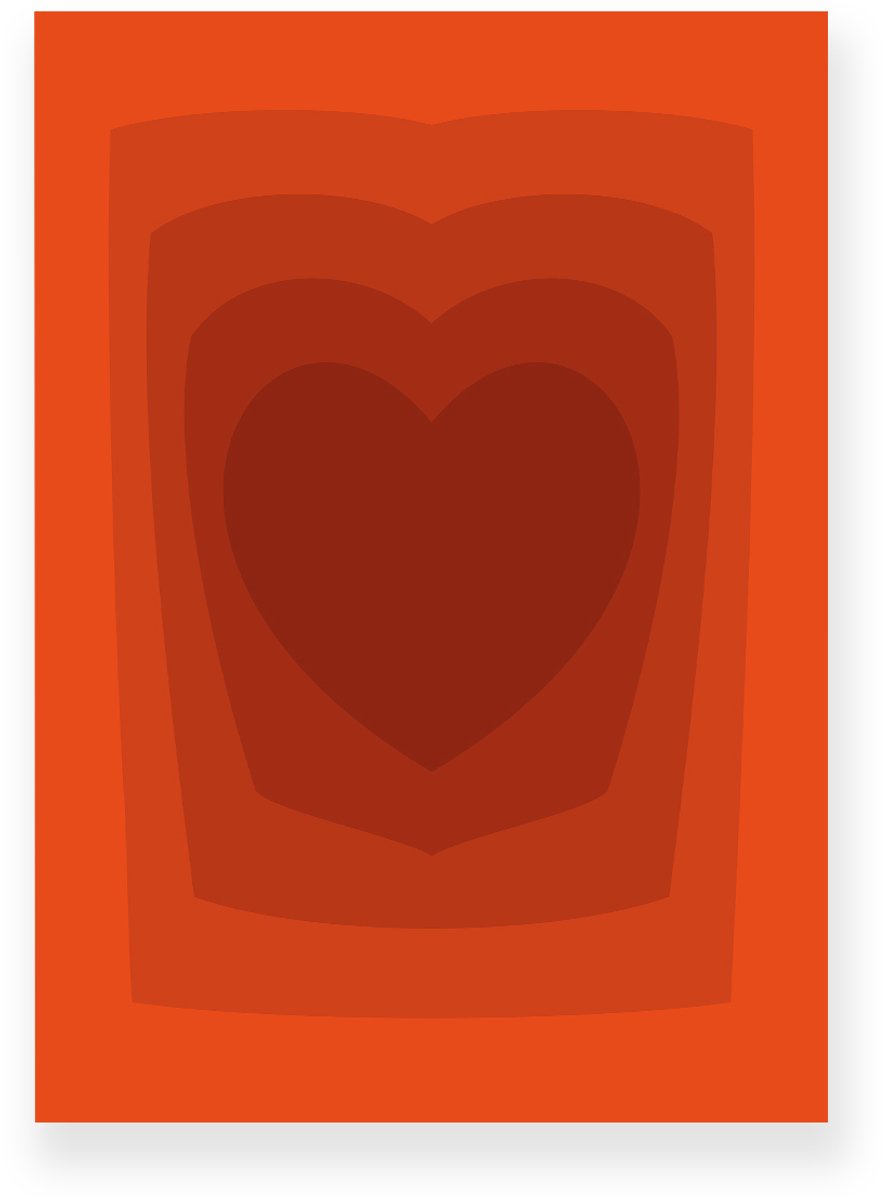 Yisual Poster 20x30 cm - Abstracte Kleurovergang - Hart - Rood - Bruin - Vintage - Op-Art - Muurdecoratie - Wanddecoratie