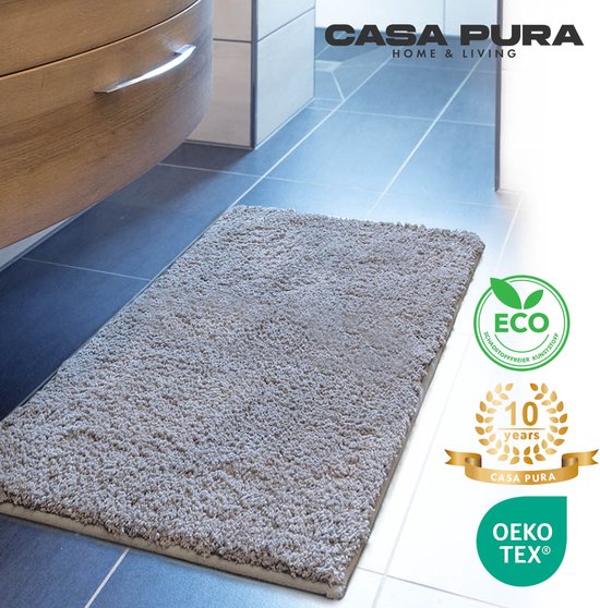Floordirekt Badmat NASA beige 60 x 150 cm zacht en duurzaam badmat, versterkte randen, waterabsorberend en onderhoudsvriendelijk