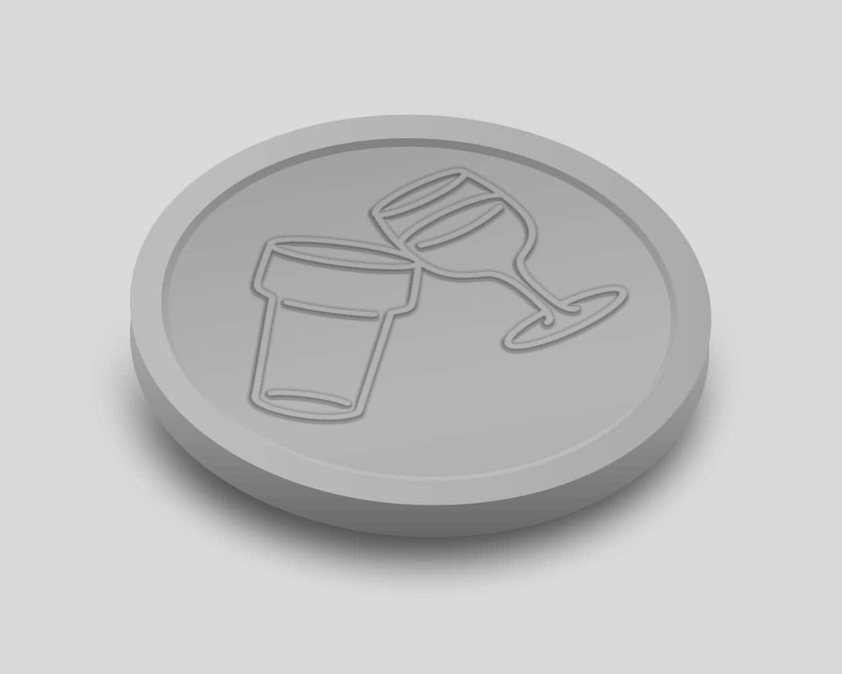 Reliëfmunten Bier en Wijn 29mm / Consumptiemunten / Betaalmunten (per 250 stuks) - ZILVER