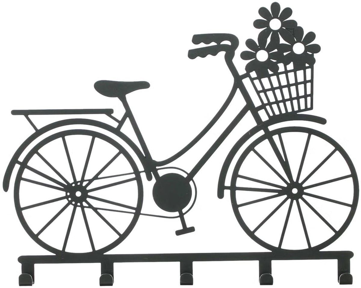 Sleutelrekje fiets zwart metaal 30 x 24 cm