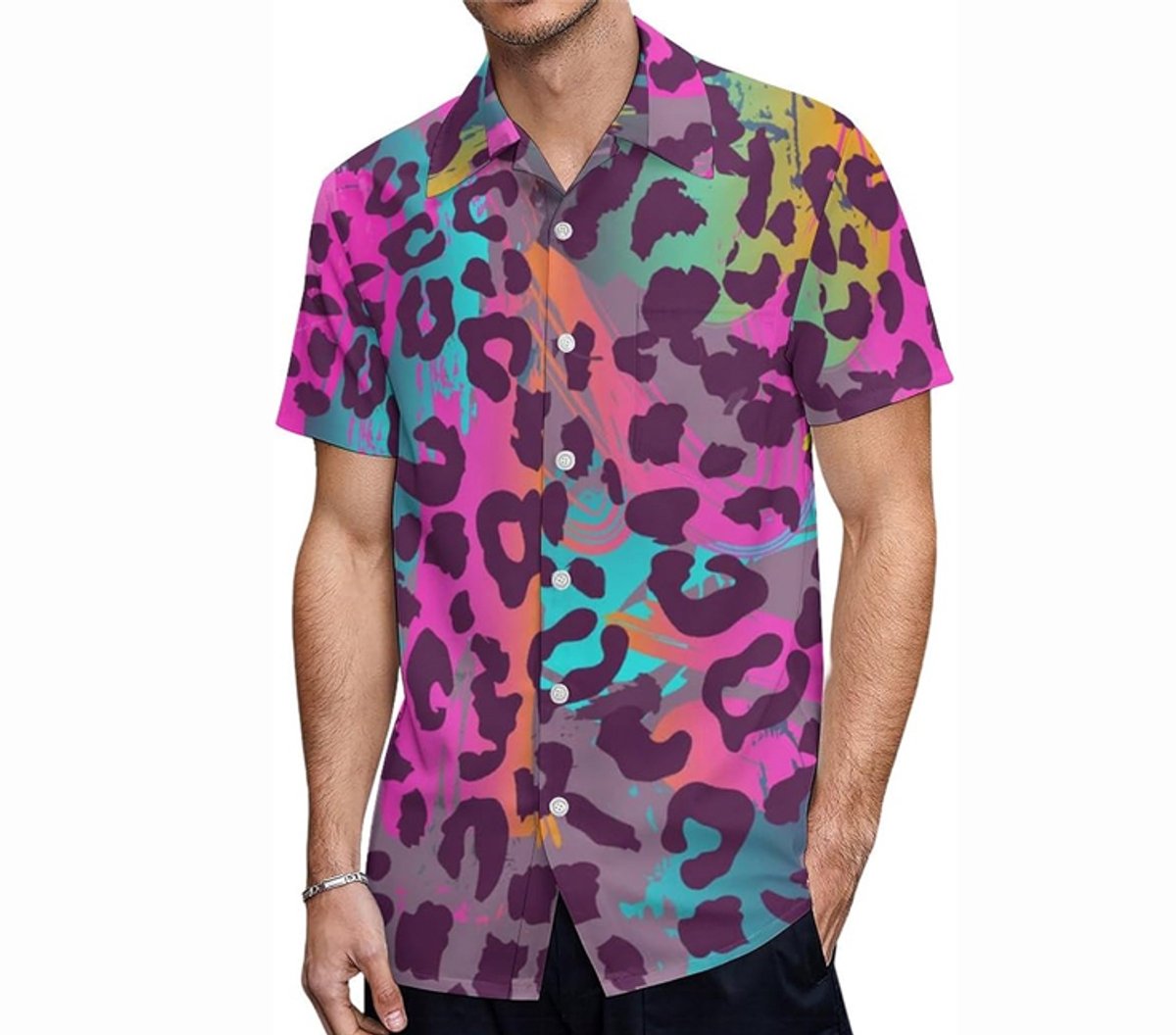 Hawaii Tijgerprint Blouse - Heren - Hawaï - Shirt - Feest - Festival - Roze