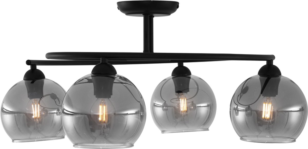 QAZQA alanis - Moderne Plafondlamp - 4 lichts - Ø 65.6 cm - Zwart - Woonkamer | Slaapkamer | Keuken
