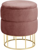 Poef met Opbergruimte ELZA / Ronde Opbergpoef / Poef op pootjes / Roze / Breedte 37 cm
