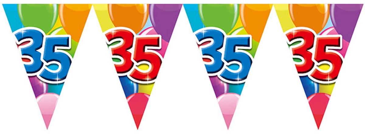 12x Vlaggenlijn 35 jaar 10 meter dubbelzijdig bedrukt - Verjaardag Feestje Vlag Vlaggen Versiering Slinger Feestdecoratie Decoratie
