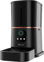 Cellavi Automatische Voerbak Kat en Hond - Voerautomaat Dispenser met App en Camera - RVS Voerbak Kat & Hond - 6 L - Zwart