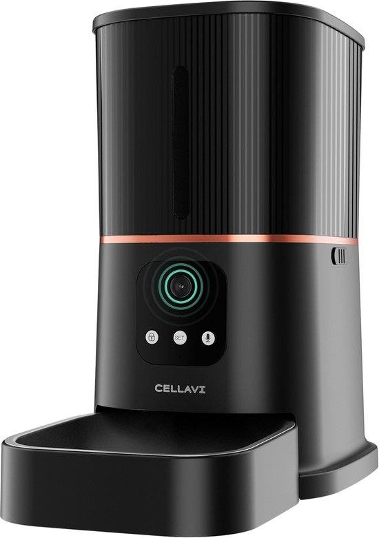 Afbeelding van Cellavi Automatische Voerbak 6L Zwart met App en Camera
