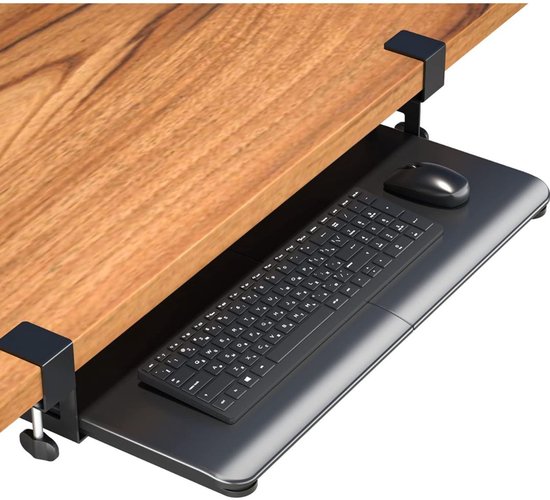 Glijbanen Toetsenbordlade - Onder Bureau Soepel glijdend - Uittrekbare lades Houder voor toetsenbord en muis, Ergonomie/Eenvoudige installatie/In hoogte verstelbaar, Ondersteuning Toetsenbor