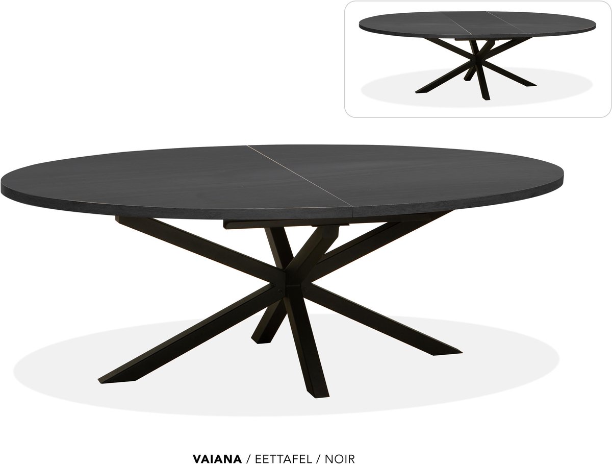 Maxfurn Ovale uitschuiftafel 220/280 | Zeer krasvast | Kleur: Zwart