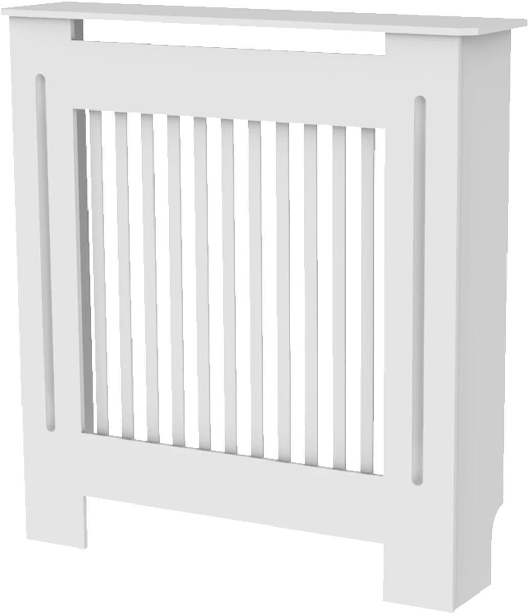 Hanimo Radiator ombouw - Radiatorombouw Kant En Klaar - Radiatoromkasting - Verticale Latten - Stabiele MDF uitvoering - Wit - 92,2x78x19 cm