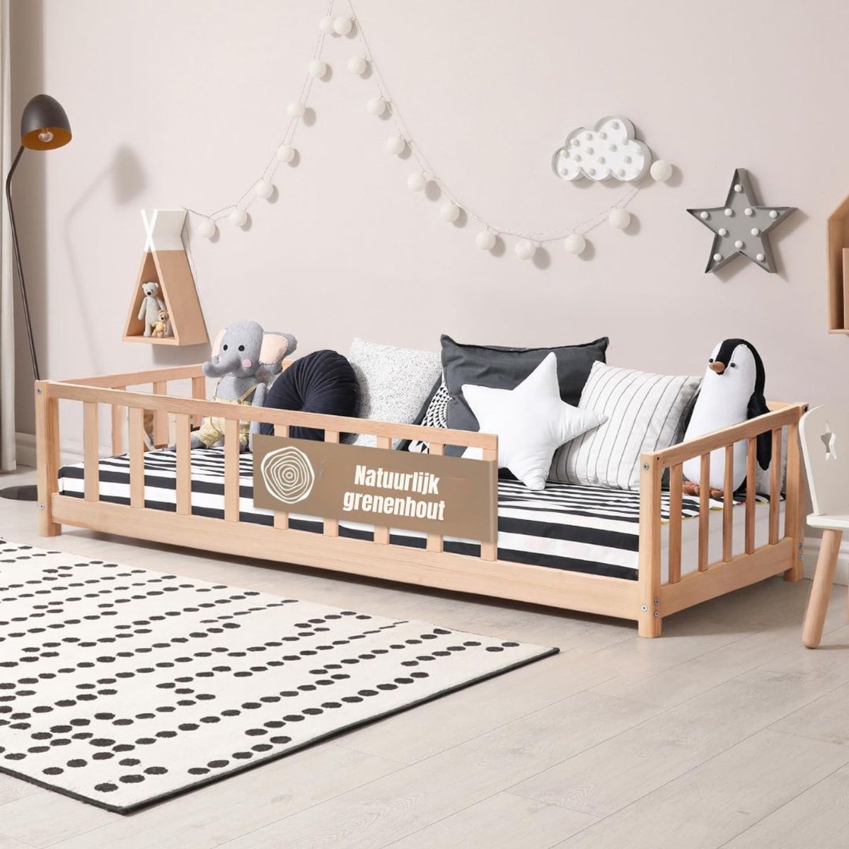 Zylo® Grondbed - Huisbed - Bed - Dennenhout - 210cm x 100cm x 45cm